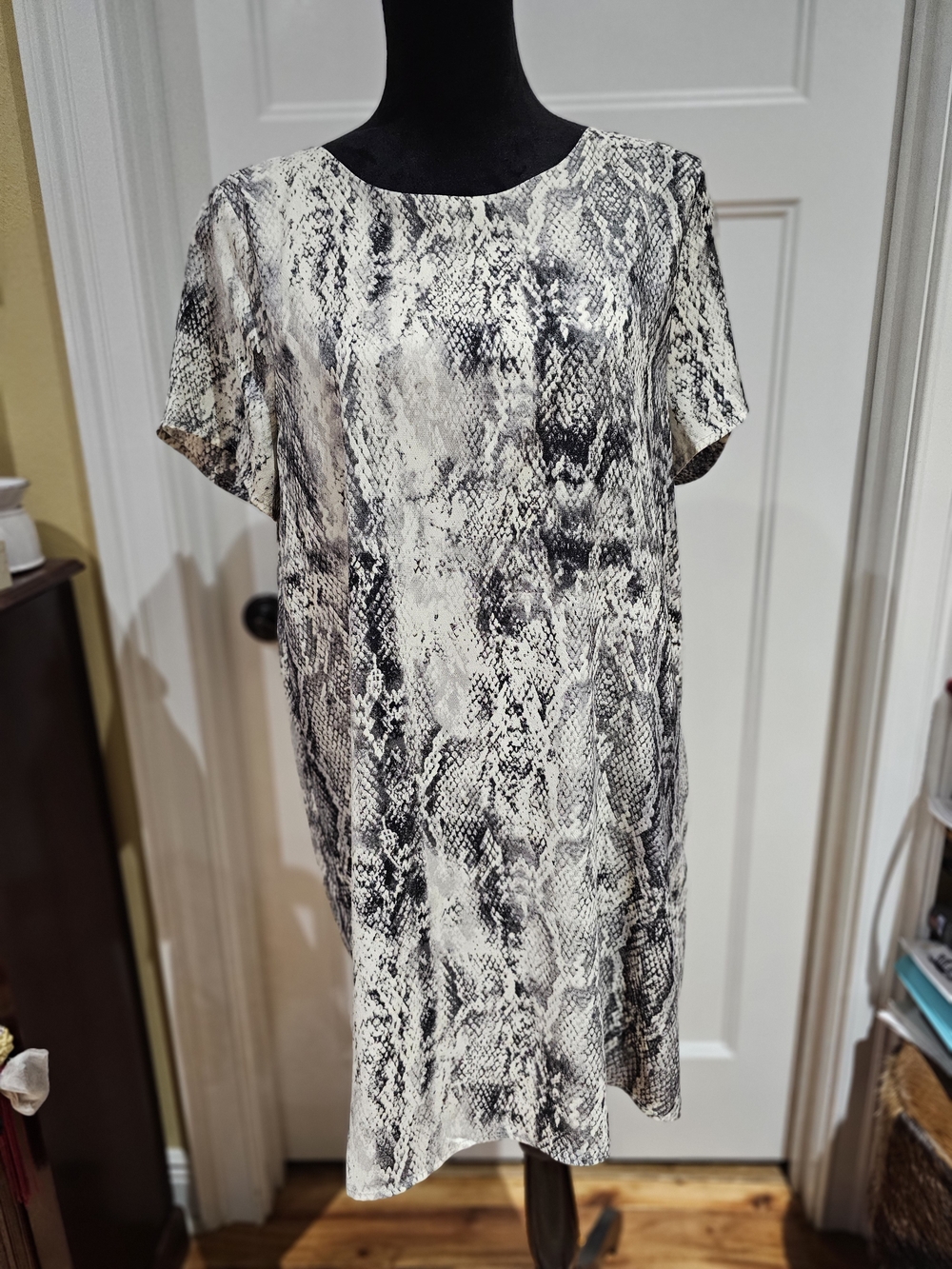She + Sky Snake-Print Mini Dress in Black and White